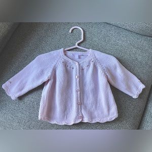 Pink Kissy Kissy sweater with embroidered flowers size 3-6 months